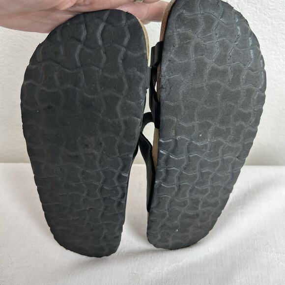 Cushionaire Luna Womens Size 7 M Cork Footbed Black Flat Sandal Boho beachy - Picture 8 of 8